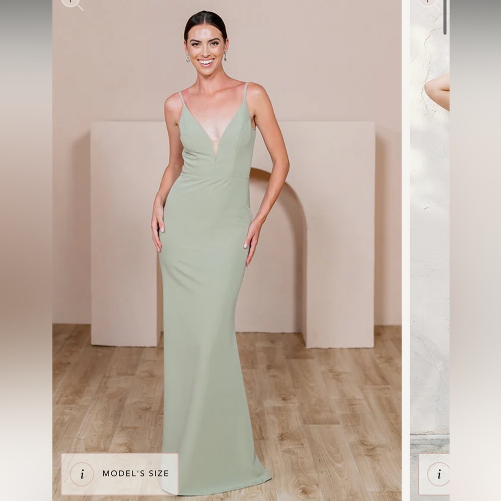 Revelry Silver Sage Bridesmaid Dress